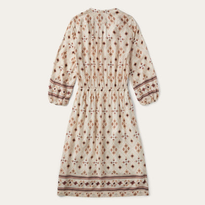Women Midi Stetson Gaucho Herringbone Dress White