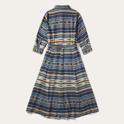 Women Midi Stetson Indigo Serape Print Dress Blue
