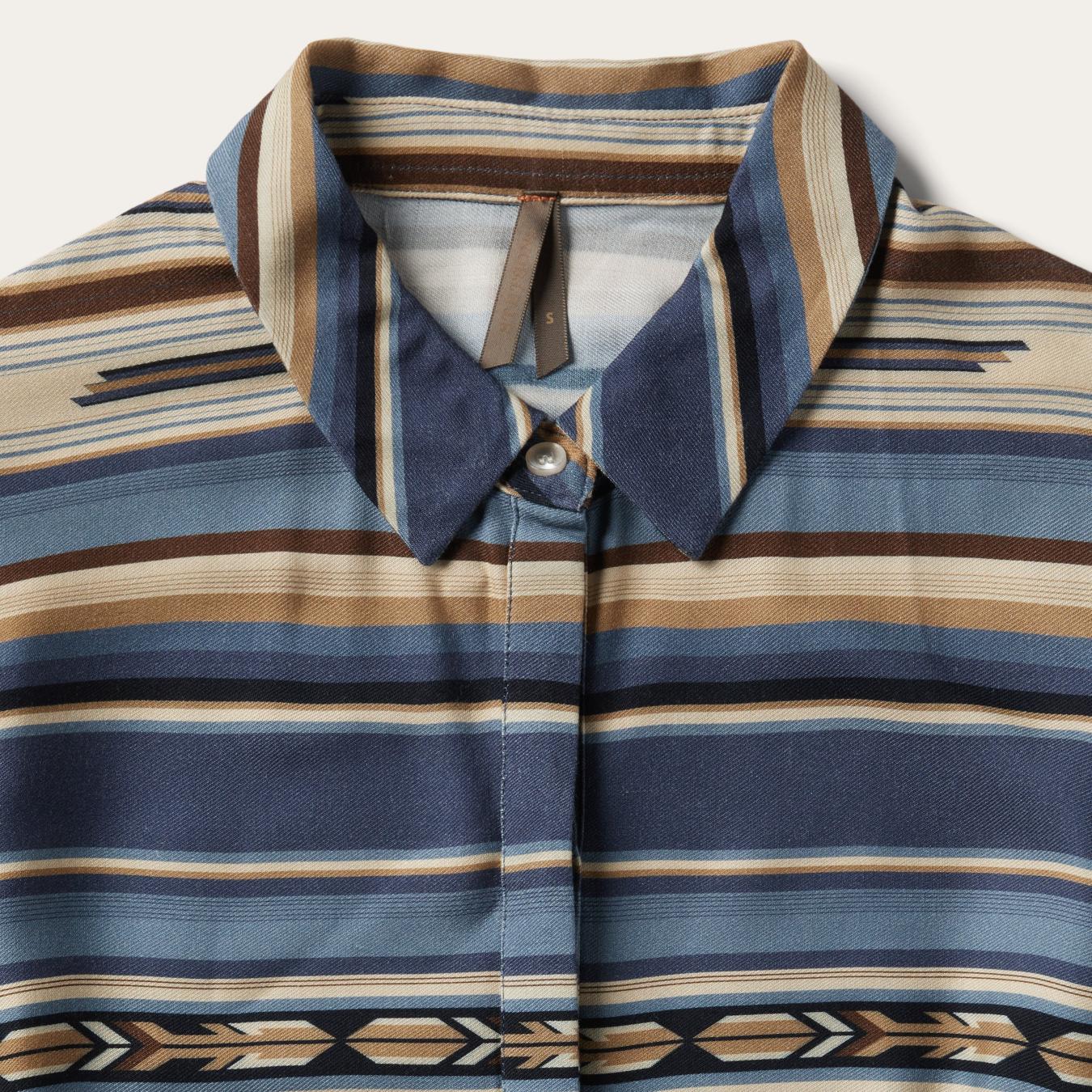 Women Midi Stetson Indigo Serape Print Dress Blue