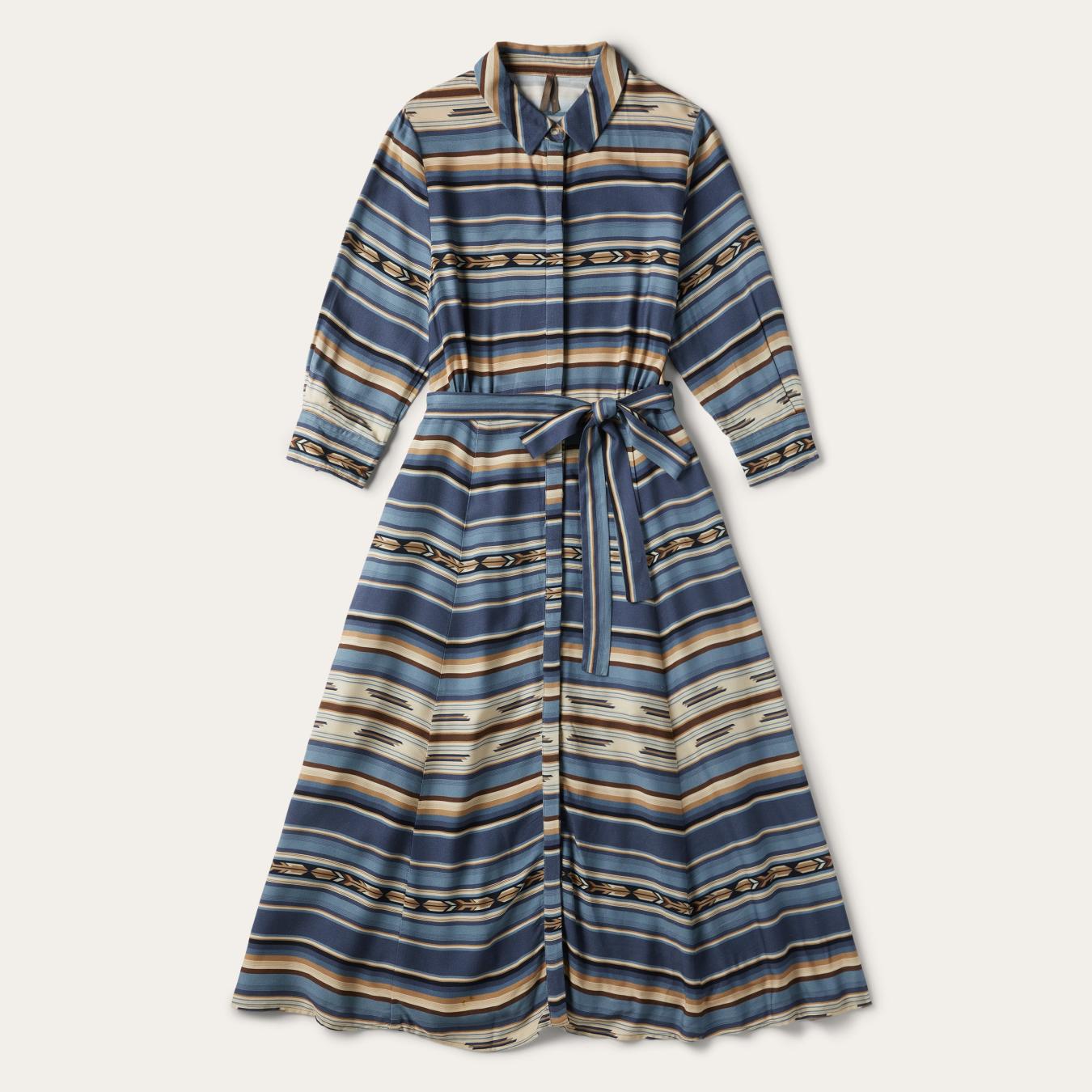 Women Midi Stetson Indigo Serape Print Dress Blue