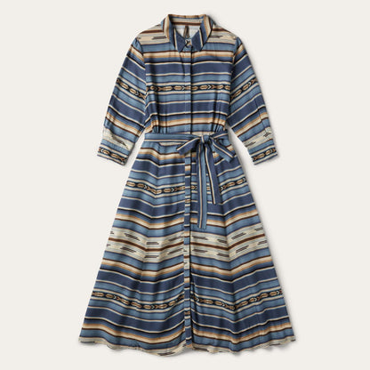 Women Midi Stetson Indigo Serape Print Dress Blue