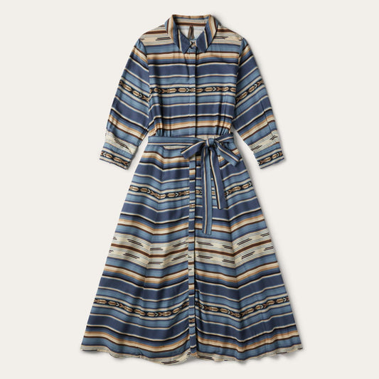Women Midi Stetson Indigo Serape Print Dress Blue