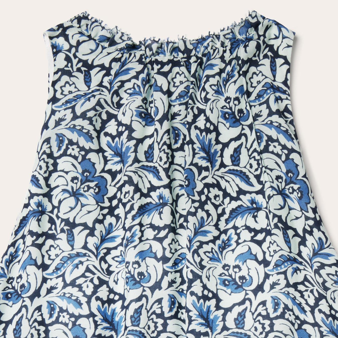 Women Midi Stetson Indigo Tapestry Print Prairie Dress Blue