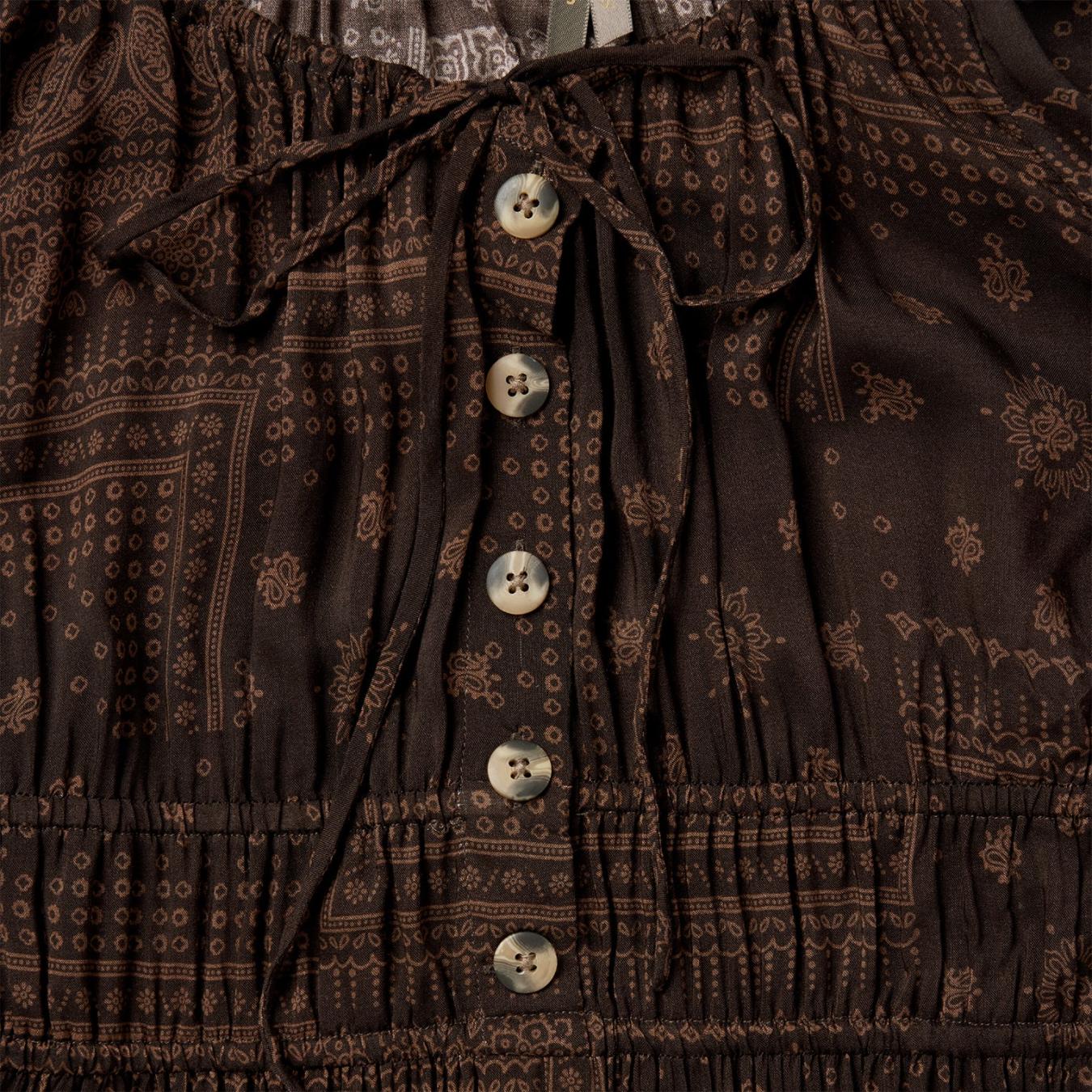 Women Midi Stetson Patchwork Bandana Print Dress Brown