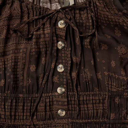 Women Midi Stetson Patchwork Bandana Print Dress Brown