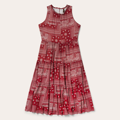 Women Midi Stetson Red Bandana Patchwork Dress Red