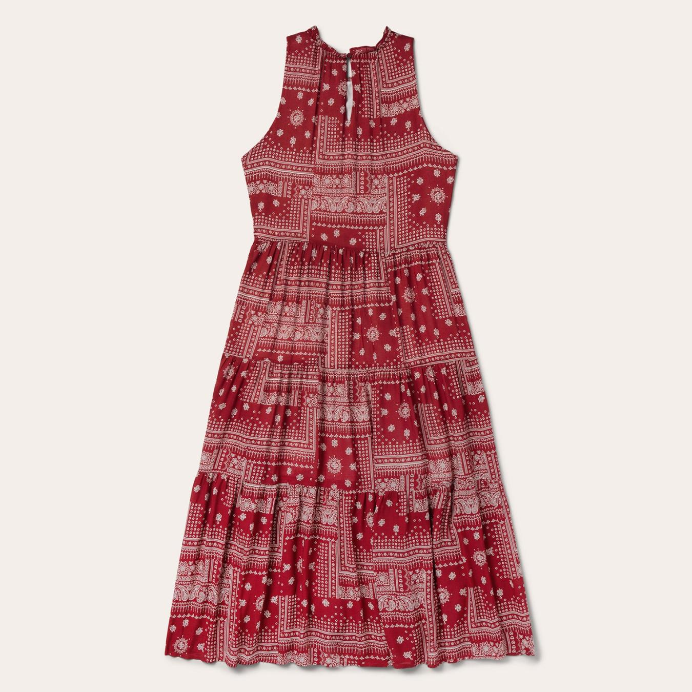 Women Midi Stetson Red Bandana Patchwork Dress Red
