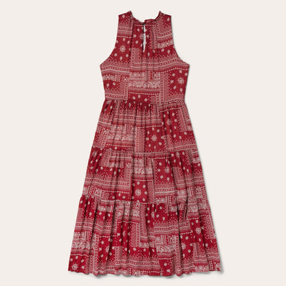 Women Midi Stetson Red Bandana Patchwork Dress Red