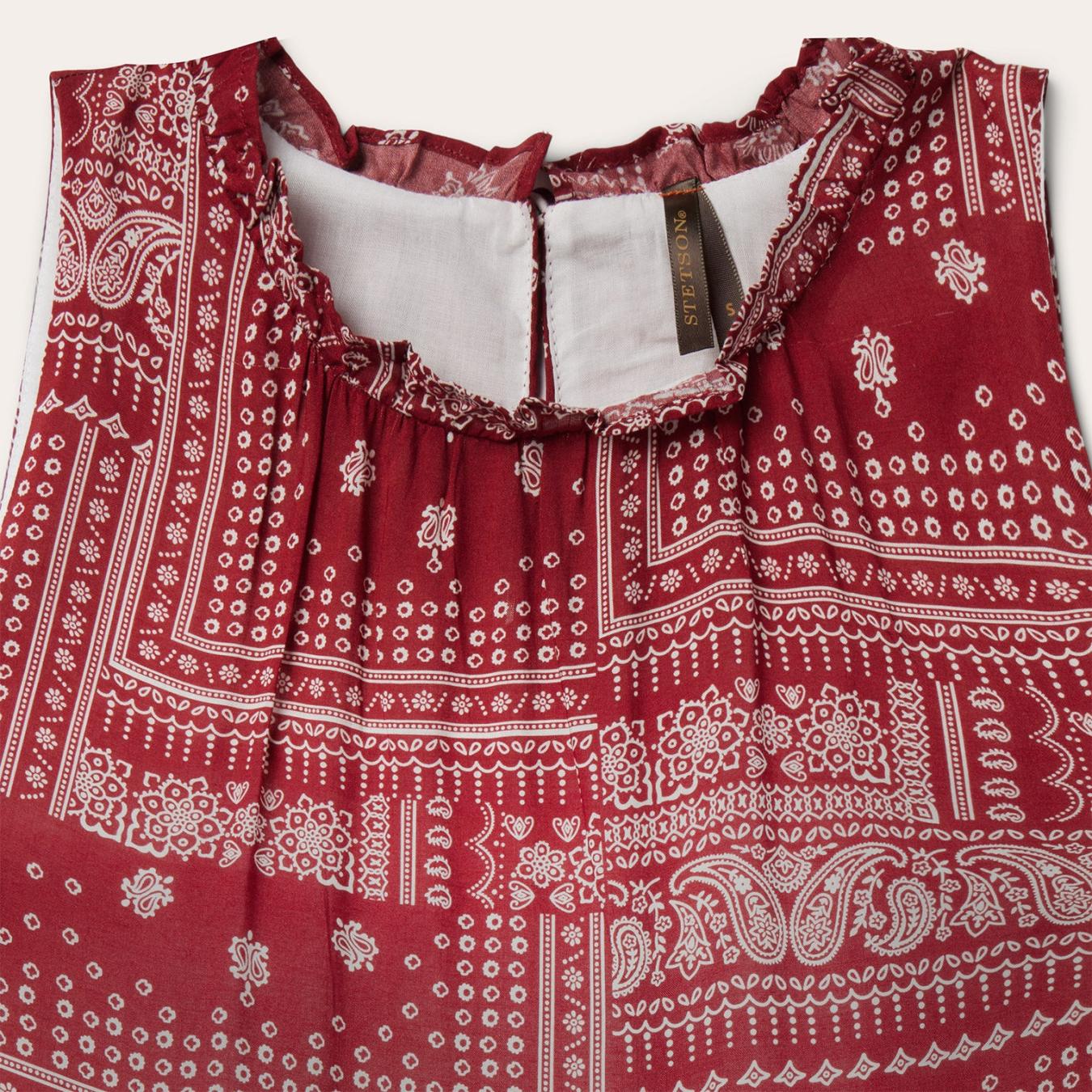 Women Midi Stetson Red Bandana Patchwork Dress Red