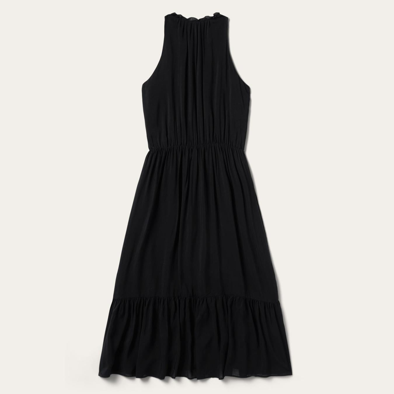 Women Midi Stetson Solid Rayon Sleeveless Prairie Dress Black
