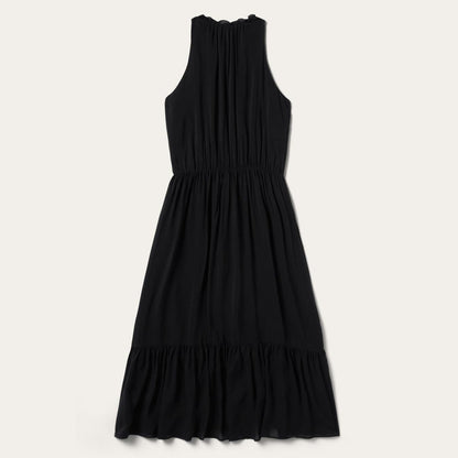 Women Midi Stetson Solid Rayon Sleeveless Prairie Dress Black
