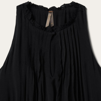 Women Midi Stetson Solid Rayon Sleeveless Prairie Dress Black