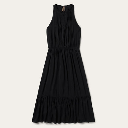 Women Midi Stetson Solid Rayon Sleeveless Prairie Dress Black