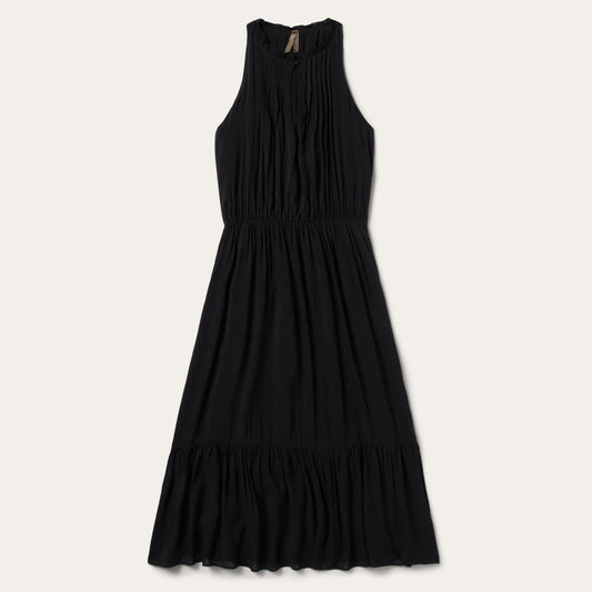 Women Midi Stetson Solid Rayon Sleeveless Prairie Dress Black