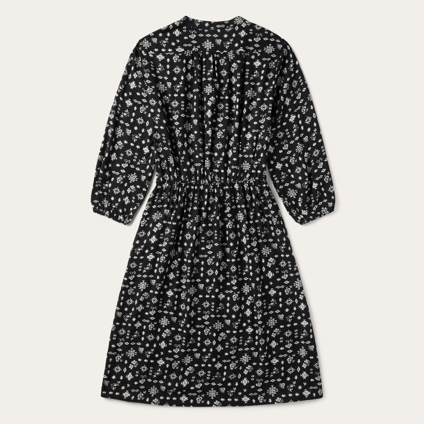 Women Midi Stetson Southwestern Ditzy Print Dress Black