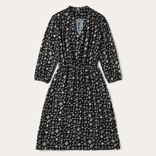 Women Midi Stetson Southwestern Ditzy Print Dress Black