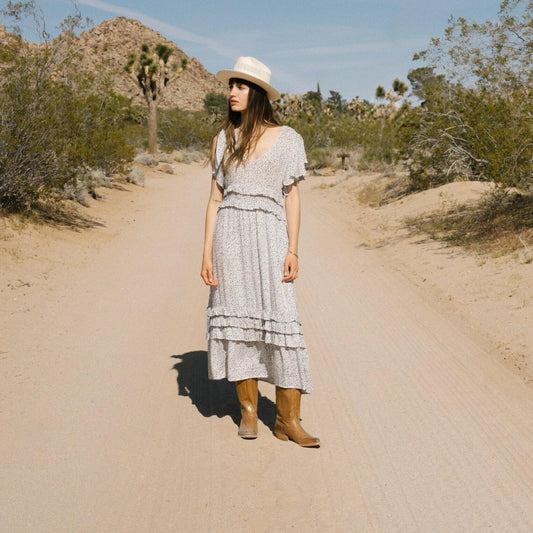 Women Midi Stetson Stars Print Dress White