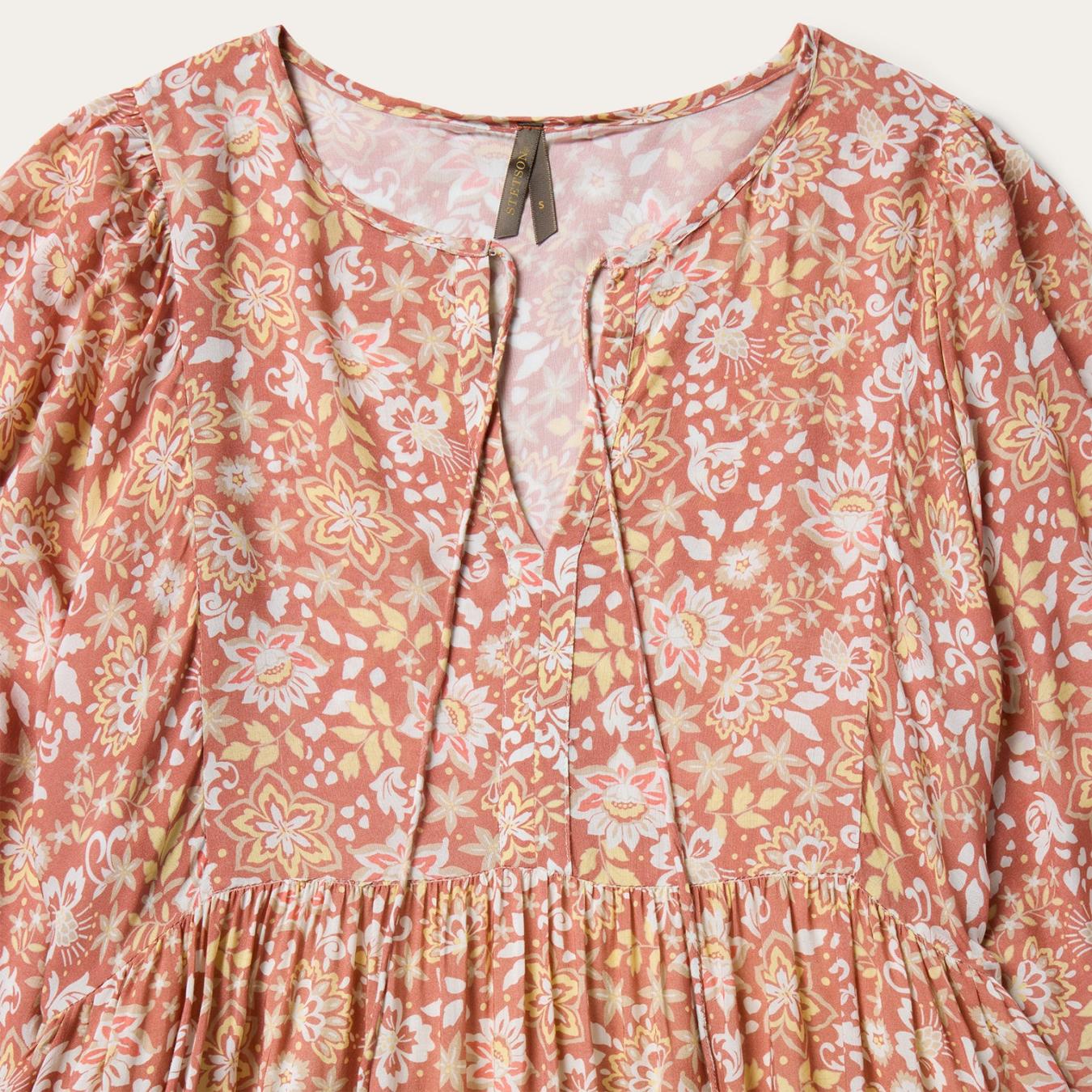 Women Midi Stetson Sunset Floral Print Rayon Dress Pink