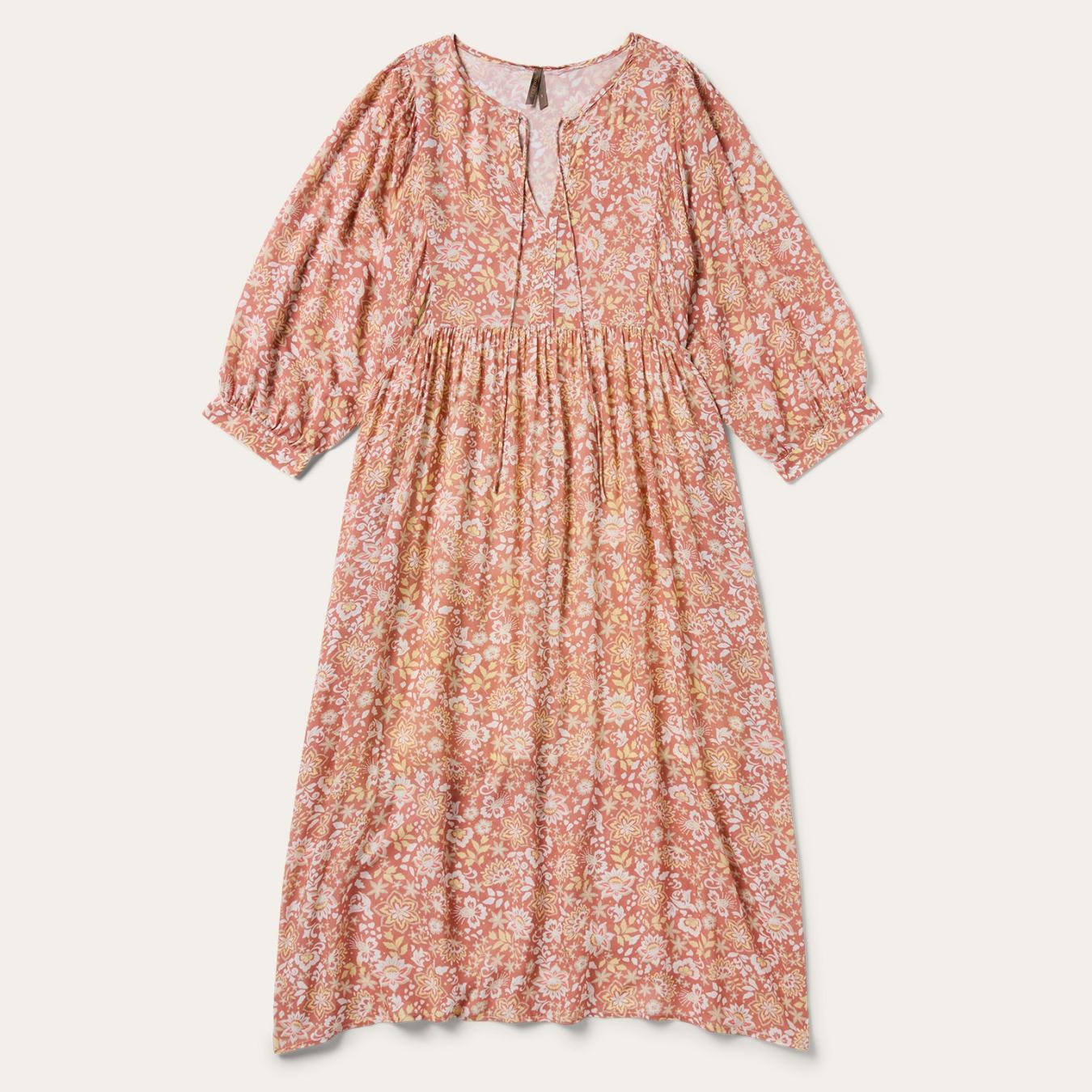 Women Midi Stetson Sunset Floral Print Rayon Dress Pink