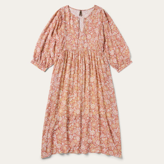 Women Midi Stetson Sunset Floral Print Rayon Dress Pink