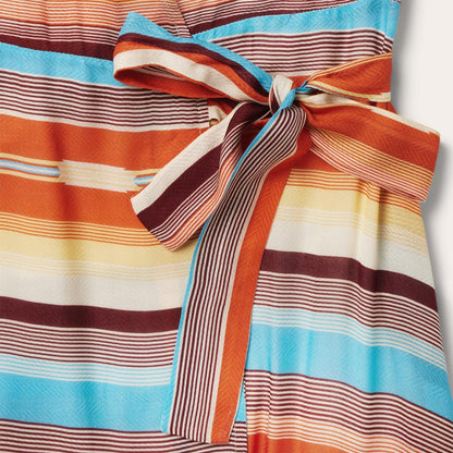 Women Midi Stetson Sunset Serape Print Rayon Herringbone Wrap Front Dress Multi
