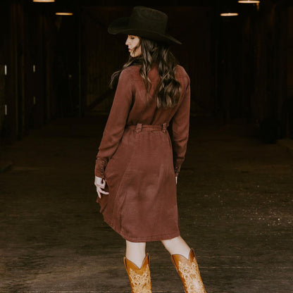 Women Midi Stetson Tobacco Western Dress Brown