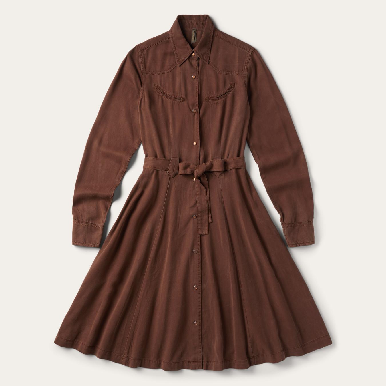 Women Midi Stetson Tobacco Western Dress Brown