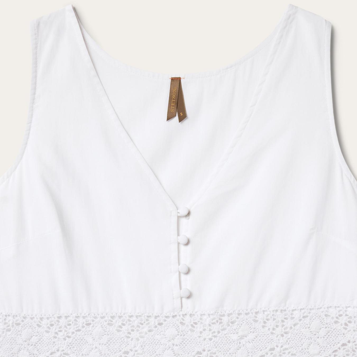 Women Midi Stetson White Cotton Lawn Sleeveless Dress White