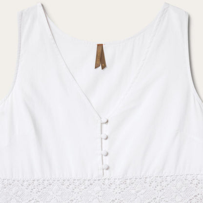 Women Midi Stetson White Cotton Lawn Sleeveless Dress White