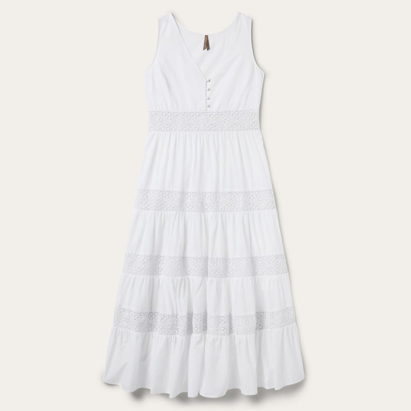 Women Midi Stetson White Cotton Lawn Sleeveless Dress White