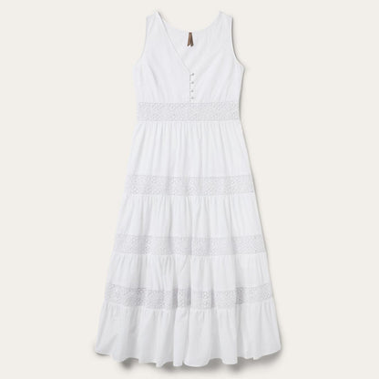 Women Midi Stetson White Cotton Lawn Sleeveless Dress White