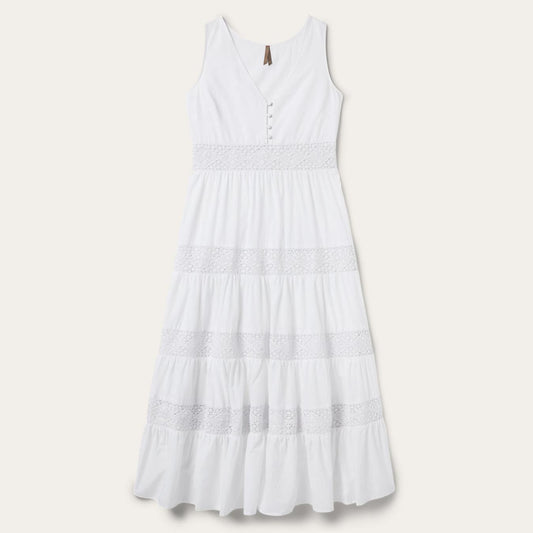 Women Midi Stetson White Cotton Lawn Sleeveless Dress White