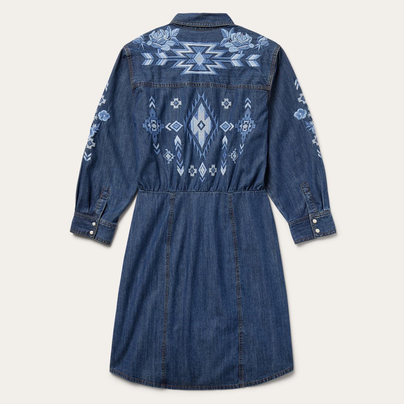 Women Mini Stetson Dark Blue Denim Shirt Dress Blue