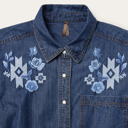 Women Mini Stetson Dark Blue Denim Shirt Dress Blue