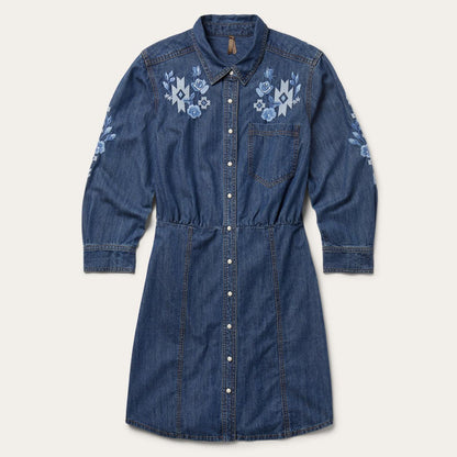Women Mini Stetson Dark Blue Denim Shirt Dress Blue