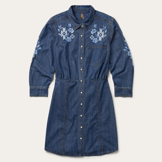 Women Mini Stetson Dark Blue Denim Shirt Dress Blue