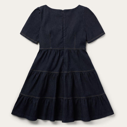 Women Mini Stetson Dark Denim Dress With Contrast Top Stitching Blue
