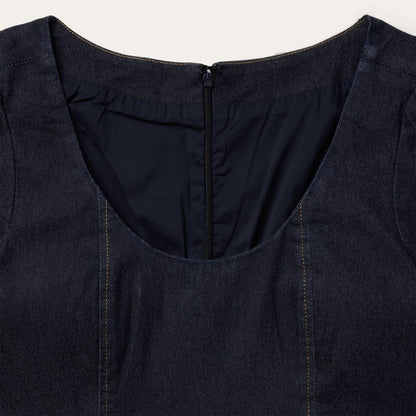 Women Mini Stetson Dark Denim Dress With Contrast Top Stitching Blue