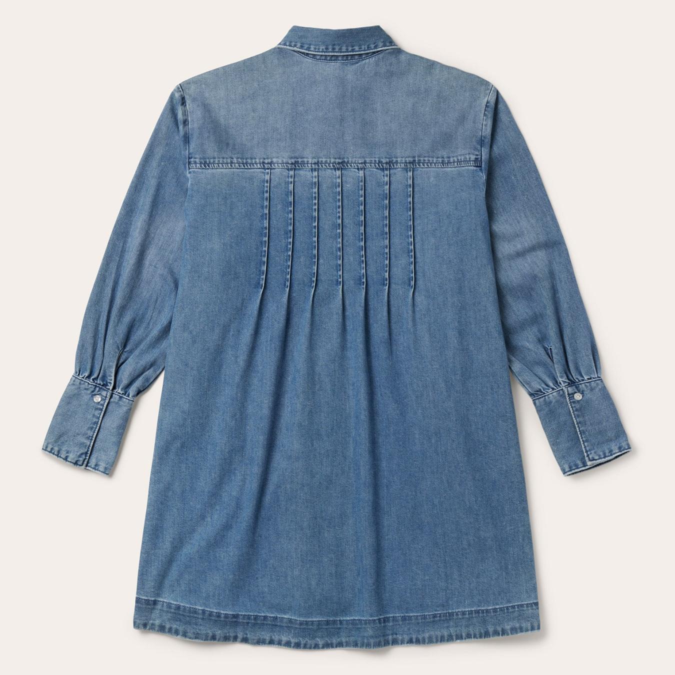 Women Mini Stetson Denim Button Front Shirt Dress Blue
