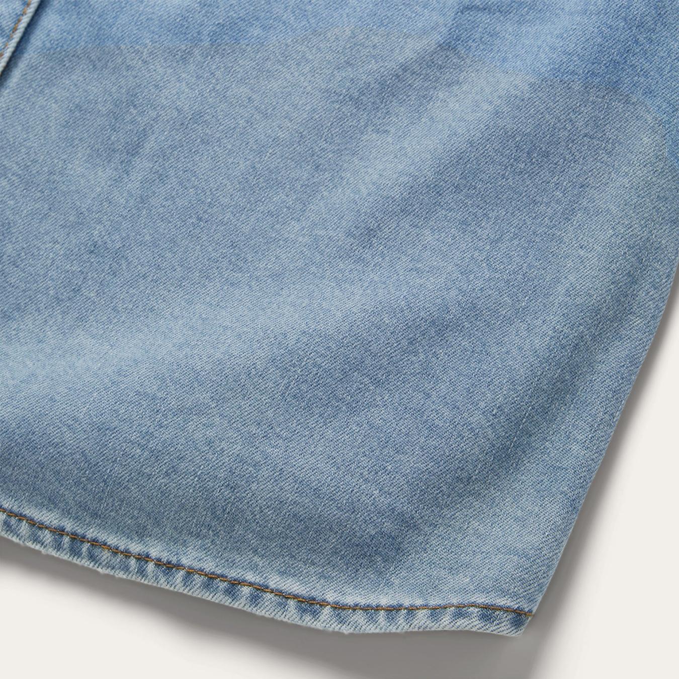 Women Mini Stetson Embroidered Denim Shirt Dress Blue