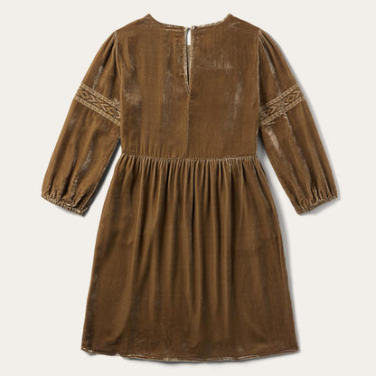 Women Mini Stetson Khaki Velvet Babydoll Dress Copper