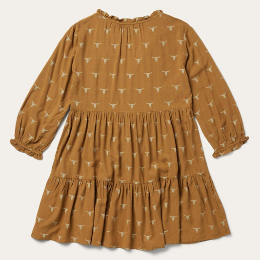 Women Mini Stetson Mojave Longhorn Print Dress Brown