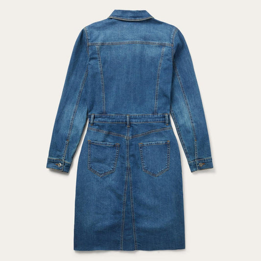 Women Mini Stetson Premium Denim Shirt Dress Blue