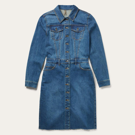 Women Mini Stetson Premium Denim Shirt Dress Blue