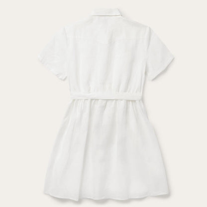 Women Mini Stetson White Linen Shirt Dress White