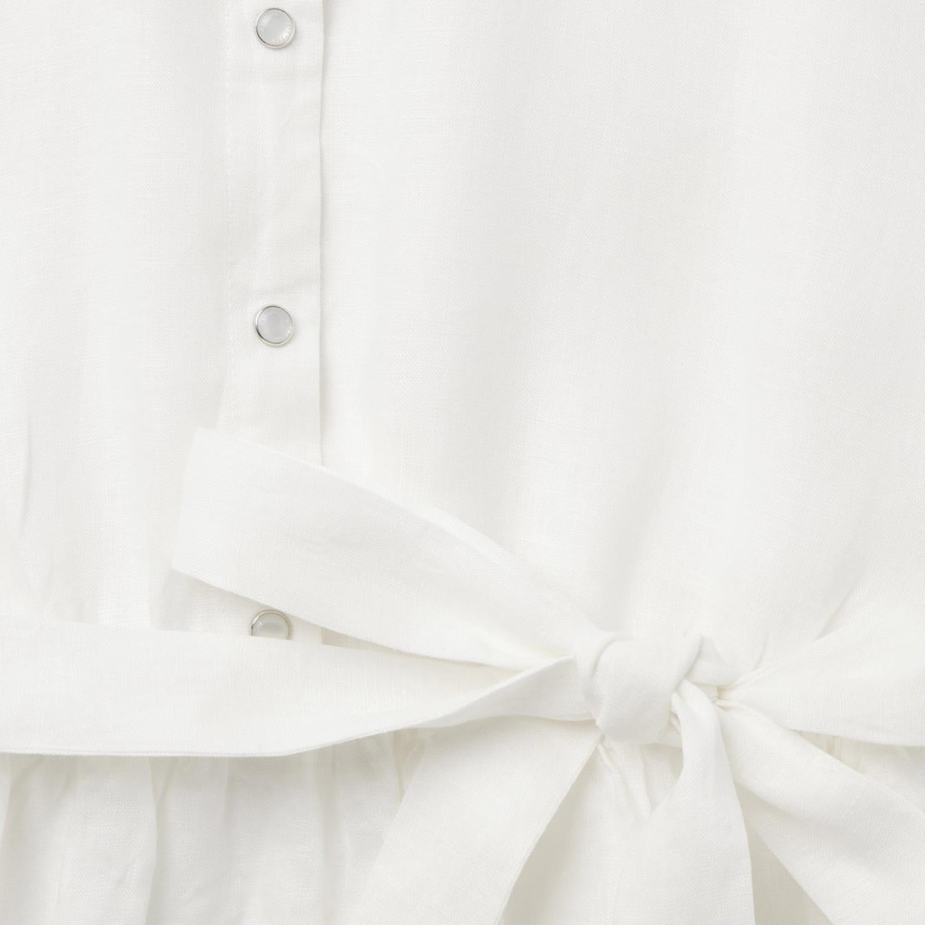 Women Mini Stetson White Linen Shirt Dress White