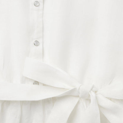 Women Mini Stetson White Linen Shirt Dress White