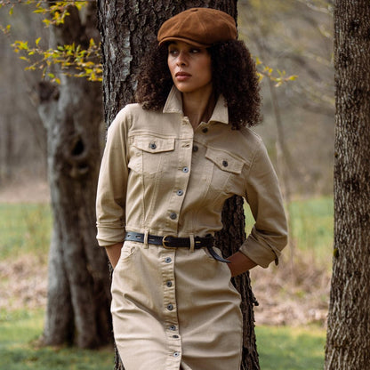 Women Mini Stetson Workwear Inspired Shirt Dress Tan