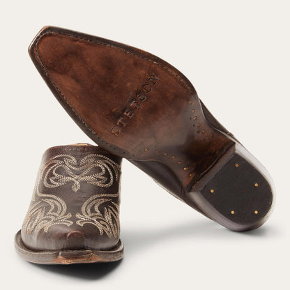 Women Mules Stetson Adley Vintage Finished Leather Mules Brown