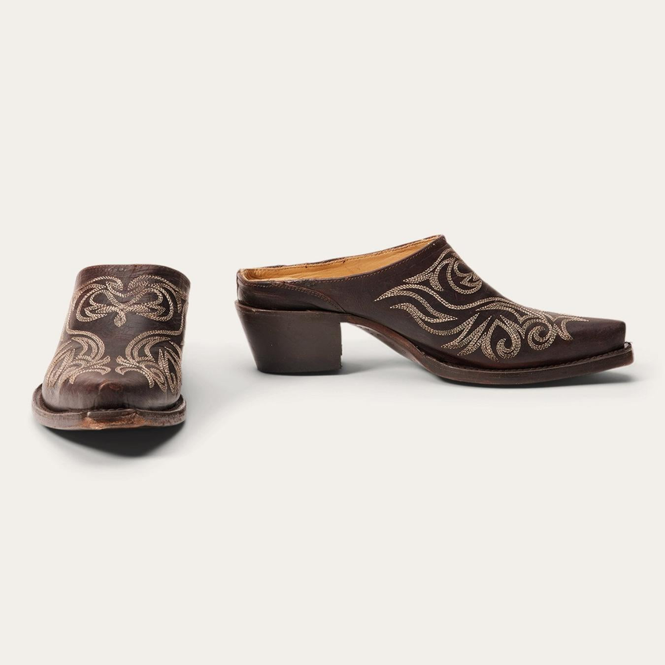 Women Mules Stetson Adley Vintage Finished Leather Mules Brown